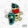 4" Skull and Crossbones Sticker Exploding Skull Pompadour Quiff Psychobilly