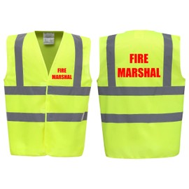 Brook Hi Vis UK Fire Marshal Premium Yellow Hi Vis Vest - High Visibility Safety Waistcoat with Reflective Bands, Company Compliance and Event Staff, Alpha, XL, Regular, Regular, Yellow