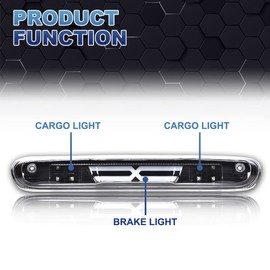 PIT66 LED 3rd Brake Light, Compatible with 07-14 Chevy Silverado/07-14 GMC Sierra/Compatible with 09-10 H-ummer H3T LED Third Brake Light Cargo Black Housing Clear Lens