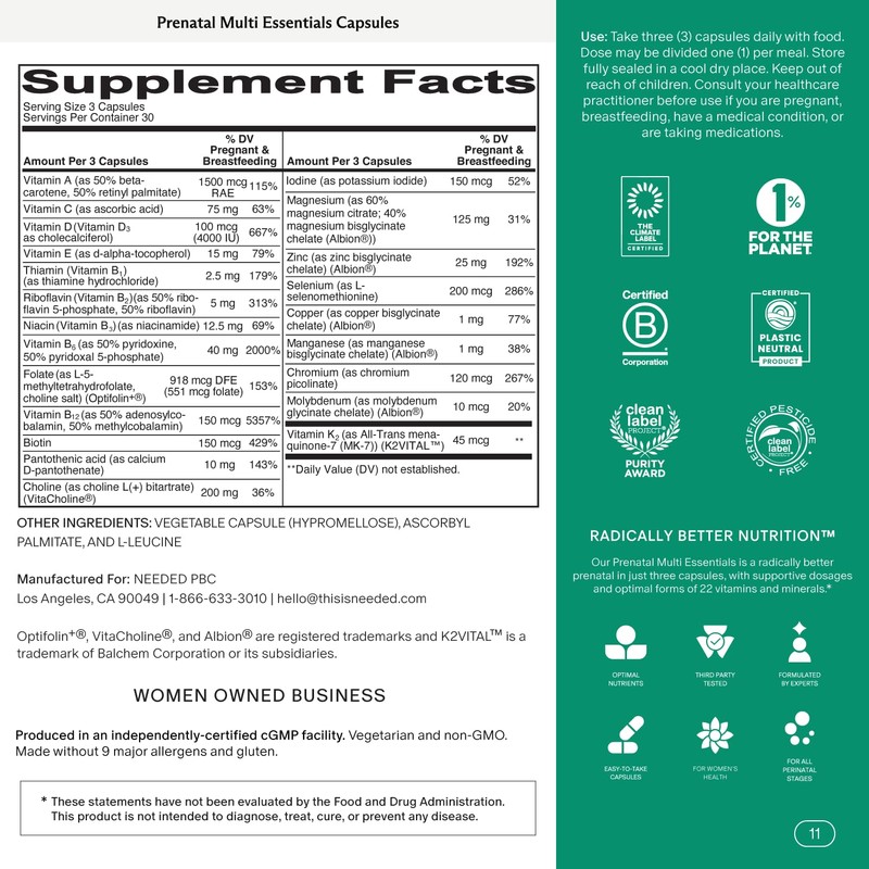 Needed. Multivitamin for Prenatal | Prenatal Multi Essentials Capsule -