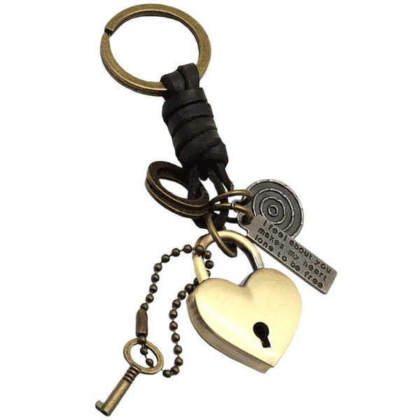 CHROME CRANE WB099 Women's Leather Strap Plate Engraved Ring Key