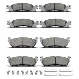 D881 D1158 8pcs Ceramic Front Rear Brake Pads With Clips Fit For 2006-2010 For Ford Explorer,2007-2010 For Ford Explorer Sport Trac,2006-2010 For Mercury Mountaineer