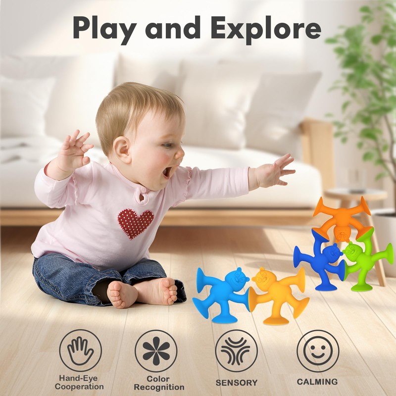 Unique Suction Bath Toys for Baby Kids Ages 1-3, No