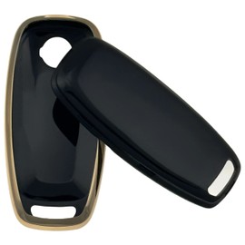 REPROTECTING Silicone Rubber Key Fob Cover Compatible with Nissan Pathfinder Rogue (5 Buttons/TPU, Black Grey)