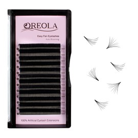Oreola Volume Eyelash Extension Accessories, Matt Faux Mink Eyelashes, Natural Black, Self-Fanning 3D, 6D, 8D, 10D Automatic Flowering Eyelashes, 1 Second Quick Fan Individual Eyelashes for Salon
