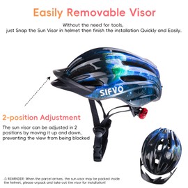 Kids Bike Helmet, SIFVO Kids Helmet Cool Boys and Girls Bike Helmet with Safety Light Age 5-14 Adjustable Lightweight Bike Helmets for Kids Youth Bike Helmet 50-57cm (Starry Earth)