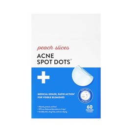 Peach Slices Puntos de acné | Parche transparente hidrocoloide para espinillas y brotes | Trata, drena y encoge imperfecciones | Vegano y libre de cru