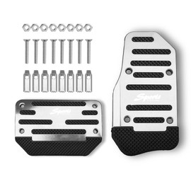 deemars 2PCS Nonslip Car Pedal Pads, Manual/Automatic Gearbox Gas Pedal Brake Pedal Cover, Car Non-Slip Aluminum Alloy Pedal Pads, Auto Universal Replacement Accessories for Car, SUV, ATV (Sliver)