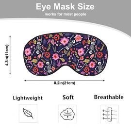 NOHSHE Dancing Skeletons Eye Mask Sleeping Mask Garden Flower Leaves Dead Halloween Sleep Masks Silky Soft Eye Cover for Women Men Shading Blindfold for Air Travel Sleeping