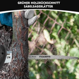 Scalnuvyyh Reciprocating Saw Blades Wood 300 mm, 5TPI Saw Blade Reciprocating Saw Blades for Quick Cuts Coarse Wood, Wet Wood, Firewood, Live Wood [Pack of 5] (CRV)