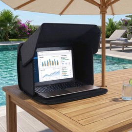 Foldable Laptop Sun Shade for Outdoor Work – Portable Oxford Cloth Screen Cover for 14/16 Inch Laptops