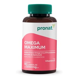 PRONAT | Omega Maximum, Suplemento Alimenticio, 90 Cápsulas con Omega 3, 6 y 9, 1014 mg de Aceite Sacha Inchi, Pescado, Linaza y Vitamina E