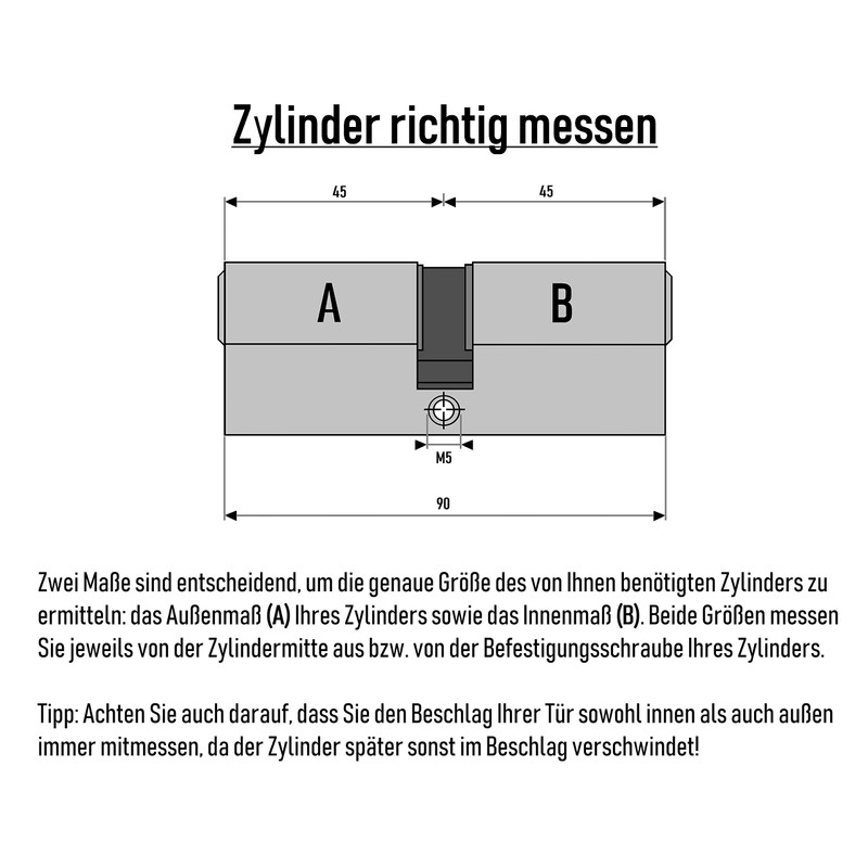 Löwen Sicherheit 2x Profile Cylinder Lock 90 mm 45/45 Simultaneous