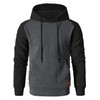 Qichic Men's Hoodies Pullover Plaid Jacquard Long Sleeve Drawstring Hipster