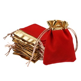 PATIKIL 10Pcs Velvet Drawstring Bags 3.15x3.94 Inch Gift Bags Jewelry Pouches Red for Christmas Birthday Party Wedding Candy Headphones