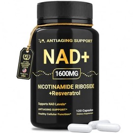 Suplemento NAD de 1600 mg, NAD+ con resveratrol y ribósido de nicotinamida, apoyo antienvejecimiento, energía celular y apoyo a la claridad mental, ve