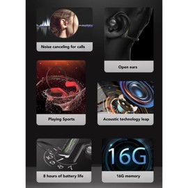 Depisuta Bone Conduction Headphones, IP68 Waterproof MP3 Swimming Headphones, Underwater Music Player, Built-in 16G Memory, Wireless Bluetooth 5.0 Earphones with Open Ear