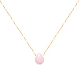 Joxevyia Rose Quartz Necklace for Women Raw Stone Healing Crystals Dainty Pink Teardrop Necklace Natural Stone Pendant Necklace Anniversary Birthday Valentines Christmas Gift for Her