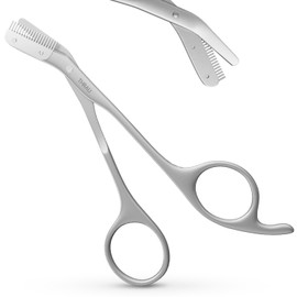 THRAU Eyebrow Scissors with Comb Stainless Steel Eyebrow Cutting Scissors Professional Eyebrow Comb Included Safety Design Eyebrow Scissors for Beginners Eyebrow Care Set