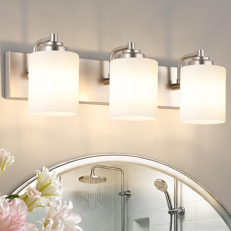 SOLFART Modern Brushed Nickel 3 Light Vanity Sconces for Bathroom,