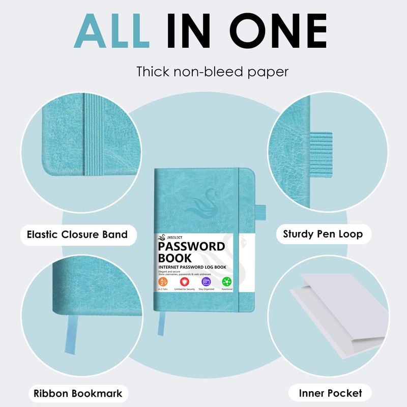 Elegant Password Book with Alphabetical Tabs - Hardcover Password Book