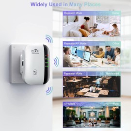 WiFi Extender, WiFi Range Extender, Wireless Internet Repeater, Long Range Amplifier with Ethernet Port, Signal Booster Up to 5000sq. ft and 50+ Devices, 1-Key Setup, Access Point, Alexa Compatible