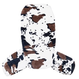 BYTIDE Cow Print Faux Fur Reading Pillow Cover (Cover ONLY, NO Filler) for Shredded Stuffings, 30 Inch High Extra Large Size Removable Bed Rest Pillow Cover with Arms Pockets (Zipper Length 15.8")