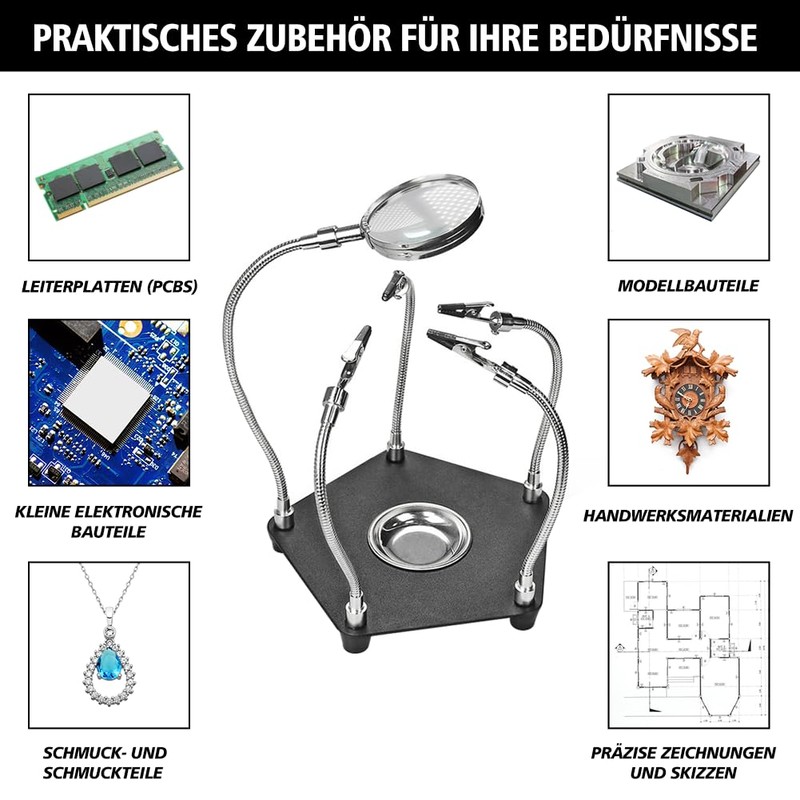Third Hand Soldering, Soldering PCB Holder Tool with 3 x