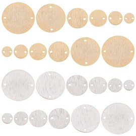 PH PandaHall 6 Sizes Jewelry Connector Charms, 48pcs Brass Flat Round Links 6/8/10/12/18/20mm Textured Blank Tag Link Connectors for DIY Earrings Bracelets Necklaces Jewelry Making, Golden/Platinum