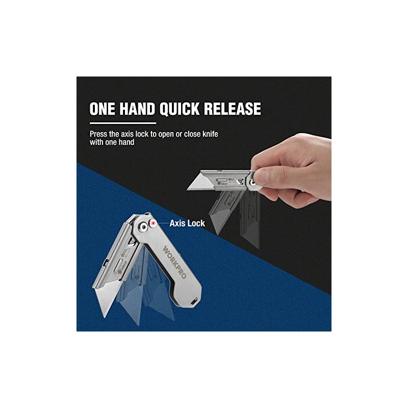 WORKPRO 3-Pack Folding Utility Knife, Quick Change Blades Box Cutter,