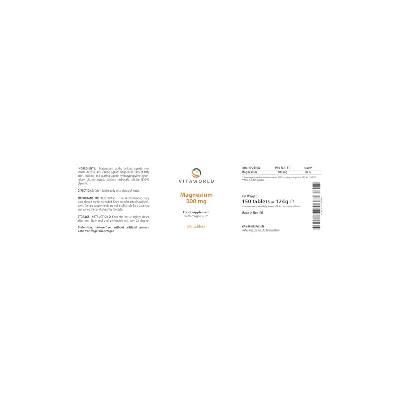 Pack of 3 Vita world Magnesium 300 mg l 3
