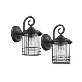 Radiance Goods Transitional 1 Light Black Outdoor Wall Sconce 10" Height, 2-Pack