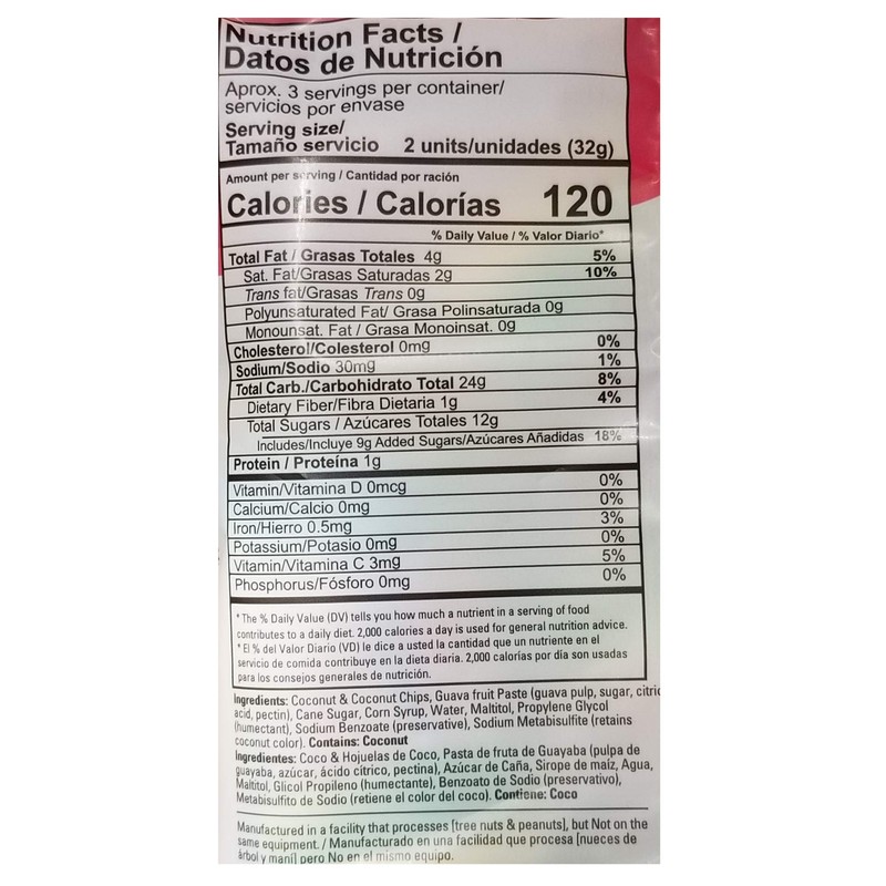 Dulzura Entree Bites Coconut with Guava Snacks, Vegan, 3.4 Ounce