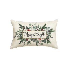 AVOIN colorlife Christmas Merry & Bright Eucalyptus Mistletoe Throw Pillow Cover, 12 x 20 Inch Winter Holiday Cushion Case Decoration for Sofa Couch