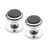 Silver Onyx Cuff Stud Button Set n02798, Brass, Onyx