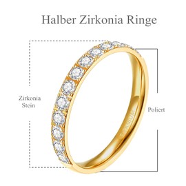 Zakk Eternity Ring 3 mm Women's Eternity Rings Titanium Engagement Rings Wedding Rings Wedding Rings Memory Ring with Zirconia Silver Gold Rose Gold, Titanium, Cubic Zirconia