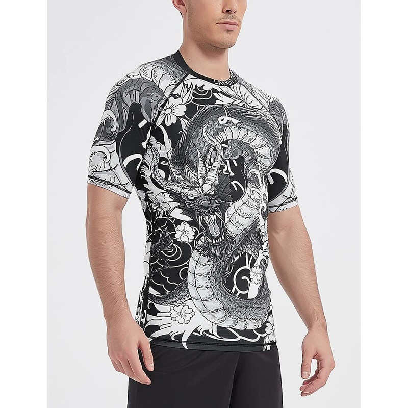 LAFROI CLY08D Men's Short-Sleeved Compression Shirt UPF 50+ Rash Guard,