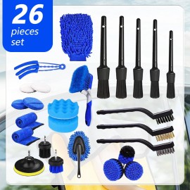 26PCS Car Cleaning Set Drill Brush Set Car Detailing Brush Exterior Interior USA