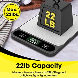 Mik-Nana Food Scale, 10kg/22lb Digital Kitchen Scale Weight Grams and Ounces for Baking Cooking Coffee Package Postage, 6 Units with Tare Function, LC