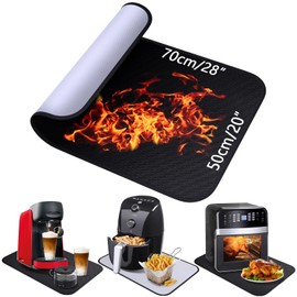 Heat Resistant Mat for Countertop, 20" x 28" Silicone Countertop Protector Mat, Heat Resistant Mats for Air Fryer, Coffee Maker, Oven, Waterproof & Oil - Black & Gray