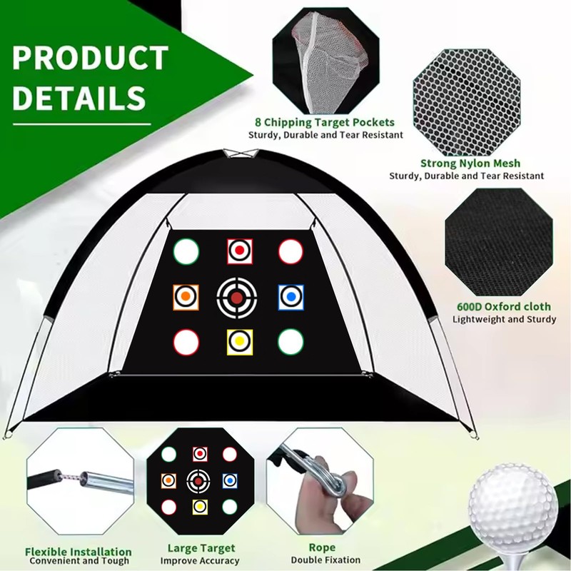 Golf Practice Net, 10x7FT Golf Net with Tri-Turf Mat &