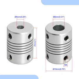 Aopin Flexible Beam Couplings 5mm to 8mm Flexible Coupler Shaft for 3D Printer, Length 25mm / 1" Motor Coupler Connector, Great Apply for Model Shaft, CNC Machine, Motor Guide, DIY Encoder 2 Pcs