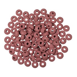 KYEYGWO Pack of 50 Lava Stone Rondelle Beads for Jewellery Making, Volcanic Rock, Large Hole Loose Beads Spacer, European Stone Beads, Healing Stone, Hair Beads for DIY Design and Bracelet, Red