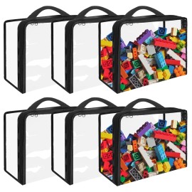 Hlimior 6 Pack Extra Large PVC Toy Storage Bags with Zippered Closure, Portable Toy O