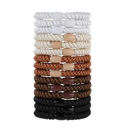 Amabro Elastic Hair Bands, 15 Pieces Ponytail Holder Set, Daily Scrunchies, No Damage, Hair Bands, Highly Elastic Hair Ropes for Thick Hair, Curly Hair (Brown)