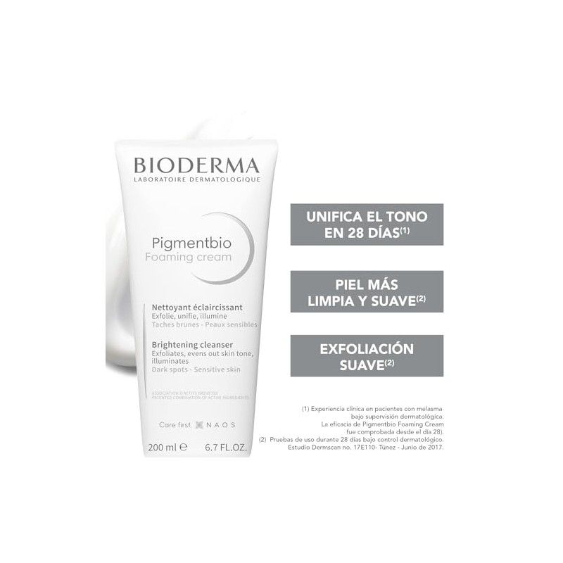 BIODERMA, Limpiador Exfoliante, Pigmentbio Foaming Cream, Jabón en Crema Exfoliante