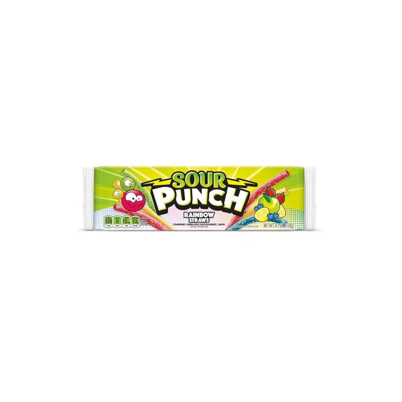 American Licorice Company Sour Punch Rainbow Straws Candy 4.5 oz