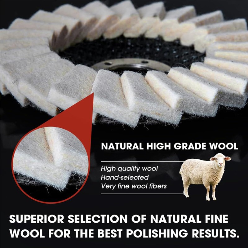 Zalizr 2 PCS Wool Felt Flap Polishing Discs, 115 MM/4.5"