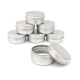 12PCS (60ML/ 2oz) Silver Empty Round Aluminum Tin Cases Matel Make up Sample Jars Storage Can Containers With Twist Screw Cover Travel Can for Tea Powder Lip Balms Cream Candle Crafts Jewelry