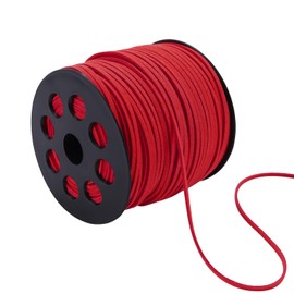ZhXu Shuo - Cordón plano de gamuza de 2.65 mm x 100 yardas, cuerda de piel con carrete enrollable, cordón de piel sintética para hacer joyas, collares, pulseras, atrapasueños y manualidades (rojo)